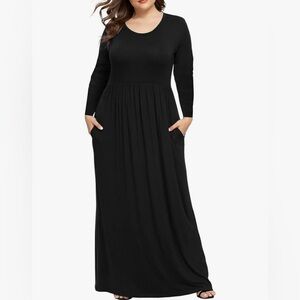 Women's Long Sleeve Plus Size Dress Casual Maxi Dresses Soft with Pockets